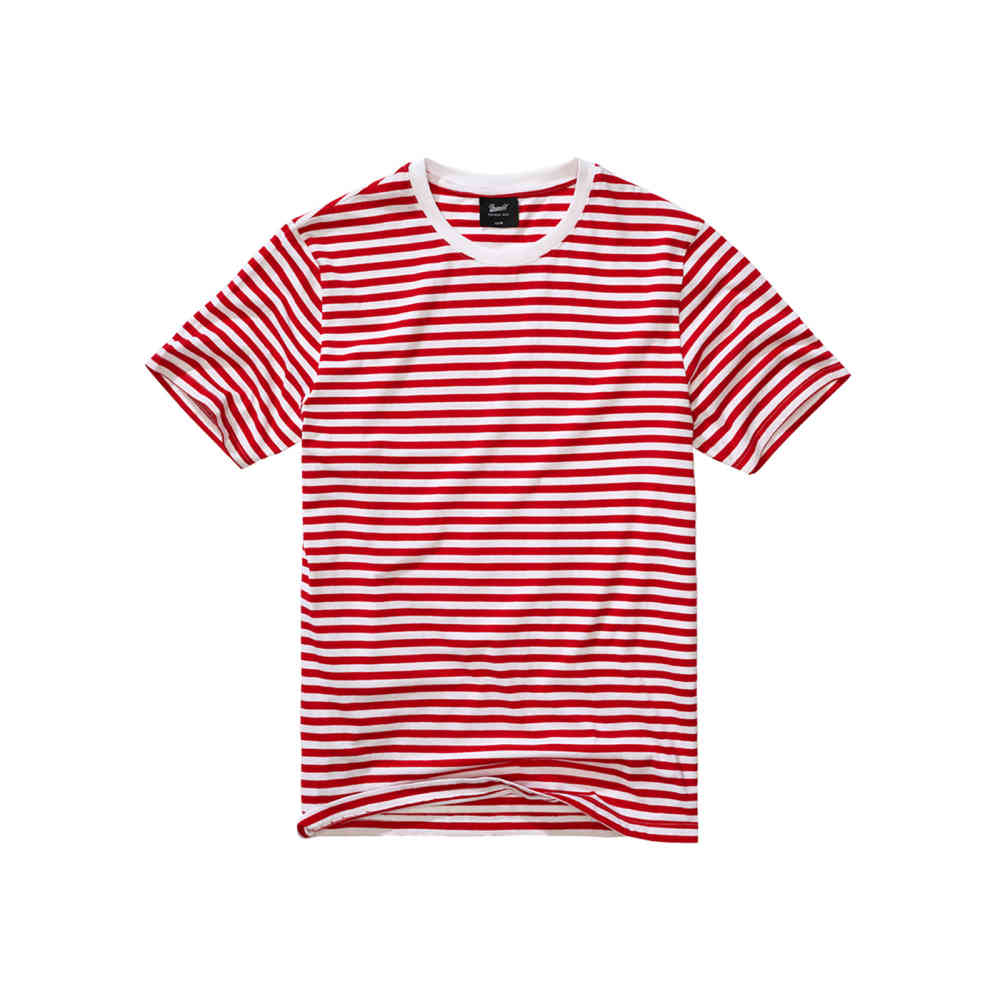 Brandit - Jersey Stripe Heren Tshirt - Rood/Wit